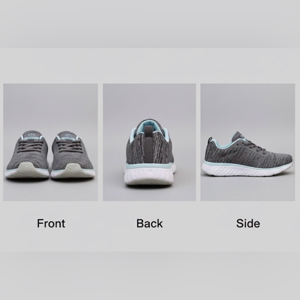 Gray and White Athletic Sneakers